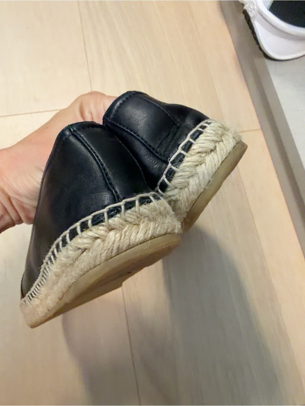 Saint Laurent Black Leather Espadrille Flats with Embossed YSL - Picture 4 of 4